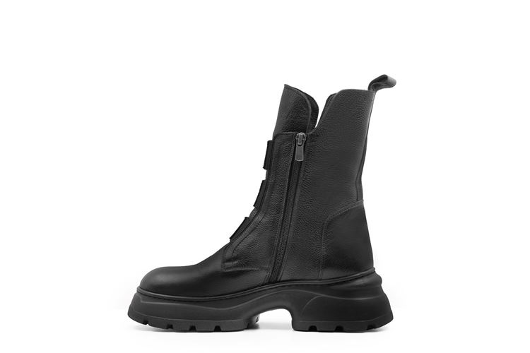 نیم‌بوت زنانه دومنیک با طراحی زیپ‌دار و زیره پلی‌اورتان نمای نیم‌رخ	