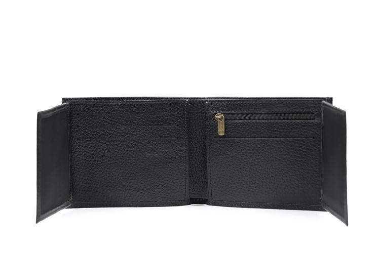 نمای داخلی کیف جیبی چرم مردانه بهشتیان کد 265 همراه با جیب زیپ‌دار برای امنیت بیشتر.