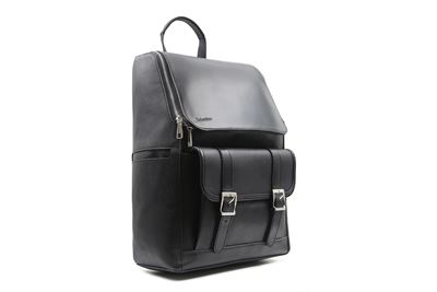 نمای سه‌رخ کوله پشتی چرم طبیعی کد 1194 بهشتیان با طراحی کلاسیک